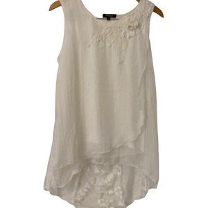 PAPA 🇨🇦 Sleeveless Top Sz M Beautiful Detail White Wedding Bridal